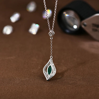 S925 Silver 18K Gold Plated 9.5mm Emerald Necklaces