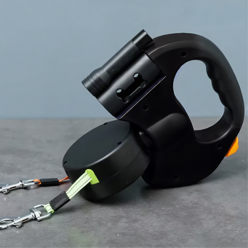 Dual Dog Leash with Tangle-Free Swivel & LED Light